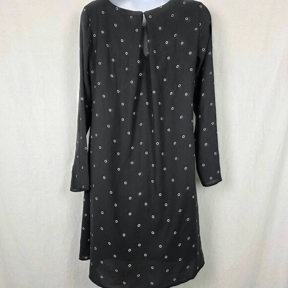 H&M Black Polka Dot Long Sleeve Shift Dress Sz 4 - Picture 5 of 9